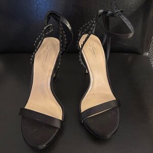 Vince Camuto Black Strappy Heels with Rhinestones